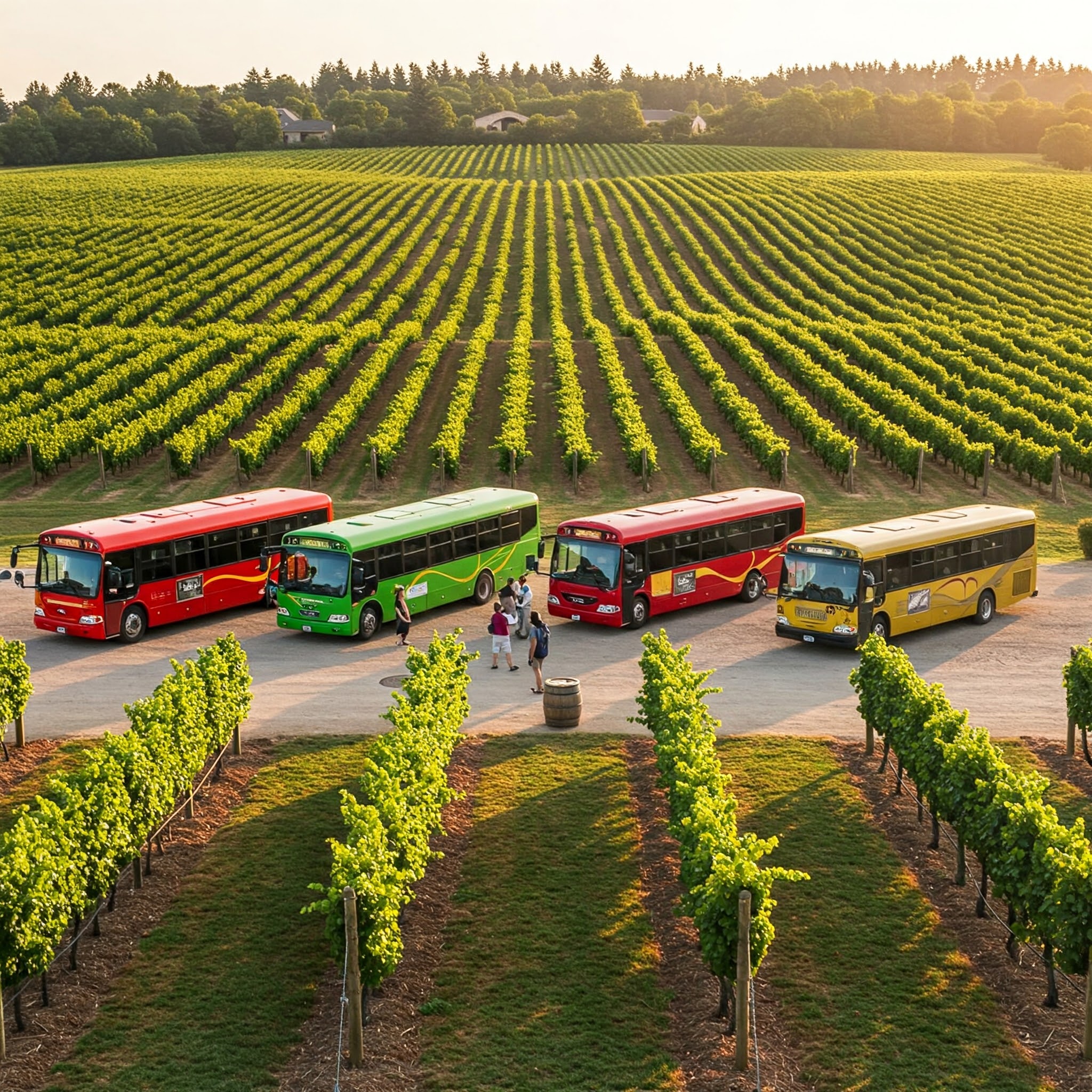 Buses at a winery
